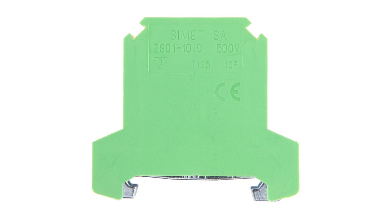 SIMET Brand Yellow-Green ZSO1-10.0 Rail Mounted Screw Terminal Block