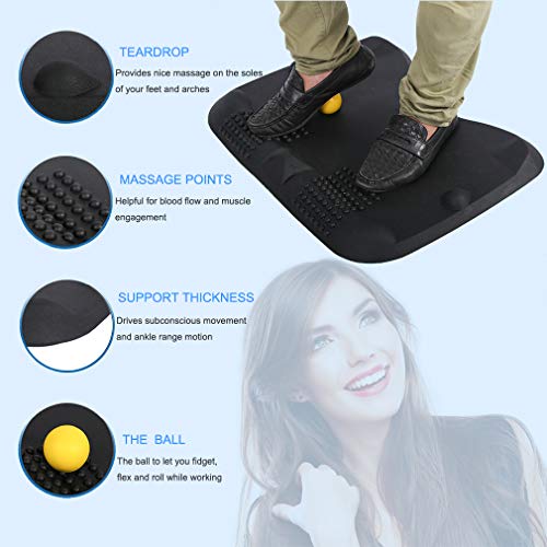 BestMassage Mat Comfort Ergonomic Anti Fatigue for Stand Up Desk Workstation Topography Varied Terrain Acupressure, Massage, Black