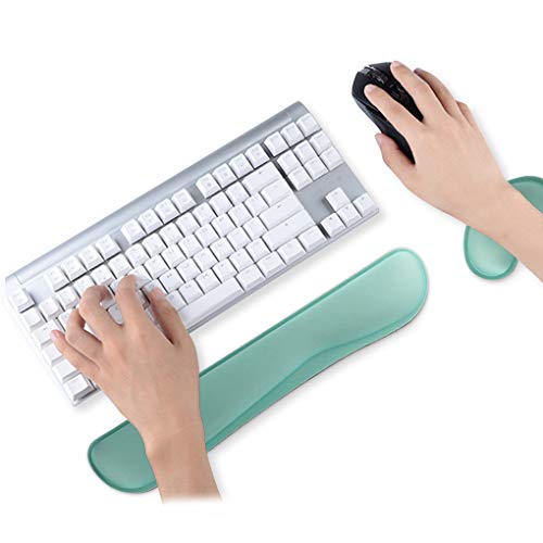 Poualss Memory Foam Set Keyboard and Mouse Wrist Pad Rest,Cushion Support for Office,Gaming,Computer,Laptop and Mac,Pain Relief& Easy Typing,Green Wrist Rests