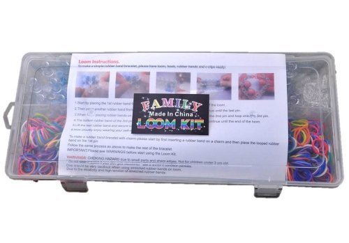 Amazing Family Loom Bands Kit-1800 Rubber Bands,3 Looms,72 C/S Clips,3 hooks & 18 charms