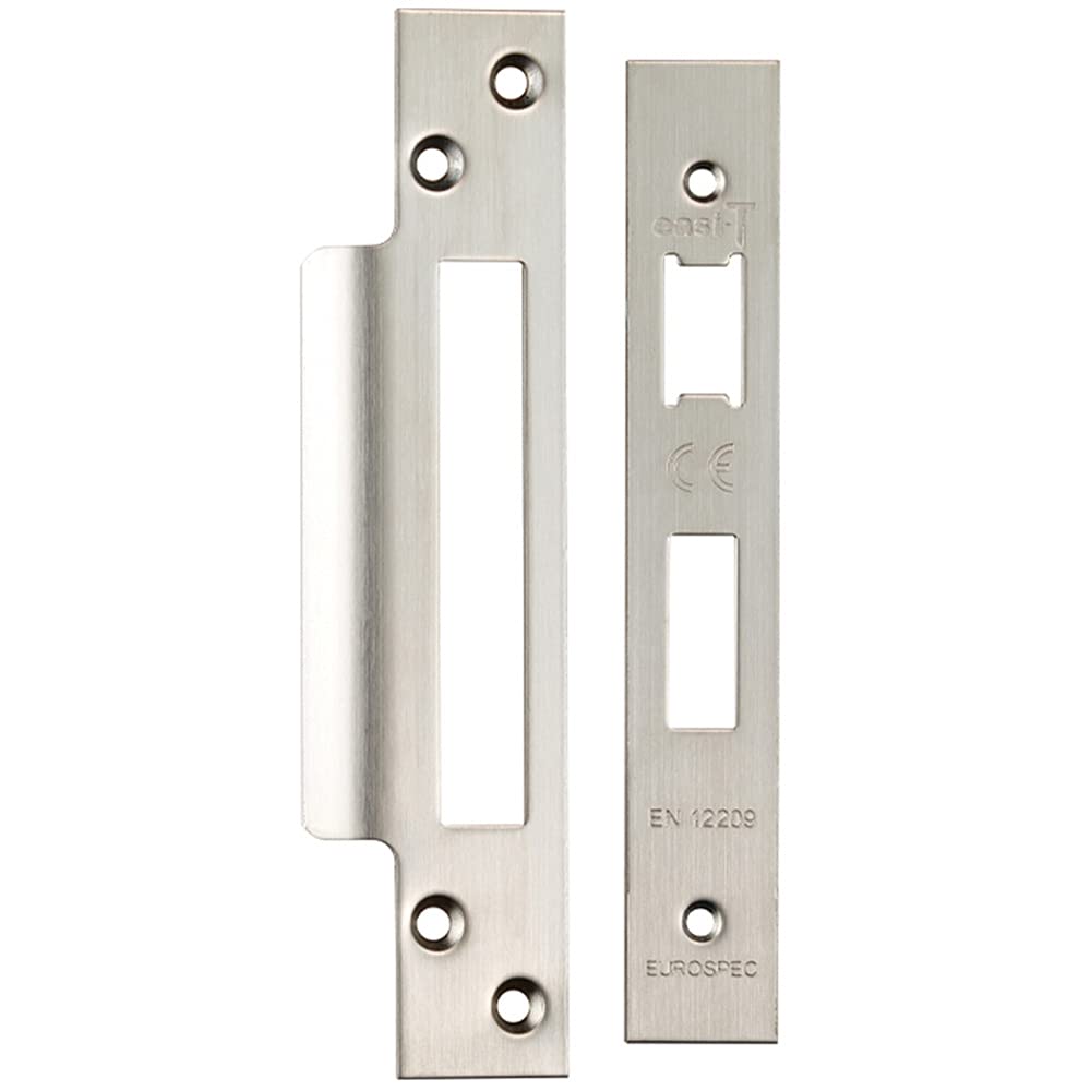 Forend Strike and Fixing Pack - Suitable for Sashlocks - Satin Stainless Steel | Forend Strike & Fixing Protective Plate Set - Door Lock Furnishings - Forend Plate, Strike Plate and Screws Included