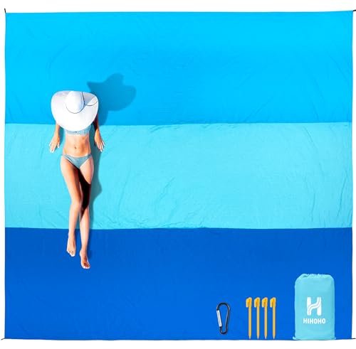 Photo 1 of HIHOHO Beach Blanket, Wateresistant Sandproof Sand Free Beach Mat with Corner Pockets Portable Bag for Beach Festival,Picnic,Travel and Outdoor Camping Activties (BL-MIX3, 120"×108"(8 Person))