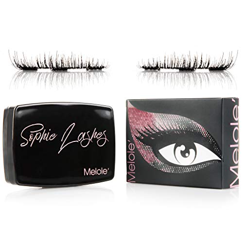 No Glue Magnetic False Eyelashes: Melole Sophie Fake Eyelash Extensions with 3 Magnets to Stay in Place - Korean Silk Lash Fibers for a Natural Look - Set of Reusable Lashes with Mirrored Case