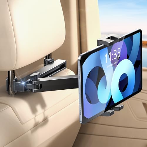 EOIWUY Car Headrest Tablet Holder, [Foldable & Extendable] 360° Rotation Tablet Car Holder, Kids Accessories Compatible with iPad, Galaxy Tab and All Devices 4.7-12.9 Inches