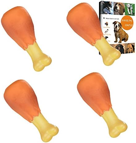 Savena Squeaky Dog Toy Big Chicken Leg Bite Resistant Squeaker No Stuffing Dog Toy Golden Yellow Colors Including An EBook (Big Chicken Leg)