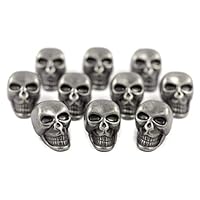 Bezelry 10 Pieces Skull Gray Silver Buttons. 25mmX16mm. (Gray Silver)