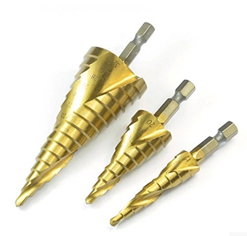 Driak 3 pics hss spiral titanium step drill bit set ,4-…
