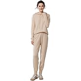 SHABADUER Women's Cashmere and Wool Blend Casual Knit Long Sleeve Lighweight Type Hoodie Sweater and Pants Set, 2 Pieces,