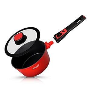 INTIGNIS Milk Pan with Glass Lid - Aluminium Non-Stick Saucepan with Stainless Steel Base & Removable Handle…