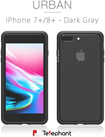 Dynamic Defender by Telephant Lab - Urban - Anti-Shock AirSteel Medical Grade Silicone Case w/ Dynamic Defense System (DDS) &amp; Anti-G-Force Structure w/ MIL-STD-810G (Dark Gray, iPhone 7/8 Plus)