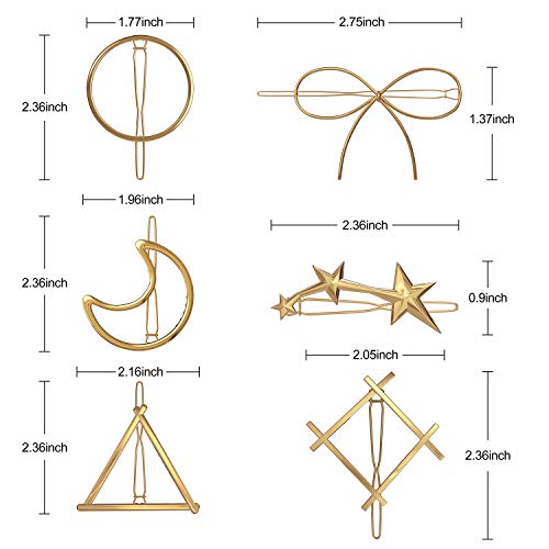 image for AFSTEE 12pcs Geometric Hair Clips Minimalist Dainty Gold Silver Hollow