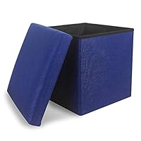 Storage Ottoman Cube Small Ottoman Foot Rest Square Storage Ottoman Foot Stool Seat Foldable Toy Chest Padded with Memory Foam Lid Sofa for Space Saving 11.8x11.8x11.8 Inch, Royal Blue