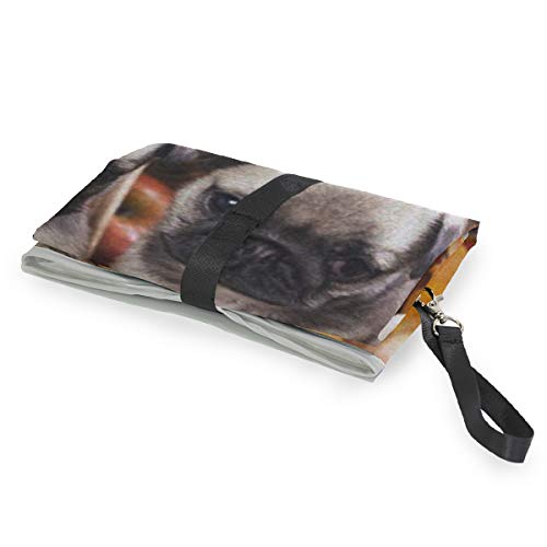SLHFPX Changing Pad Autumn Leaves Cute Pug Puppy Dog Baby Diaper Urine Pad Mat Customized Boys Pee Pads Sheet for Any Places for Home Travel Bed Play Stroller Crib Car