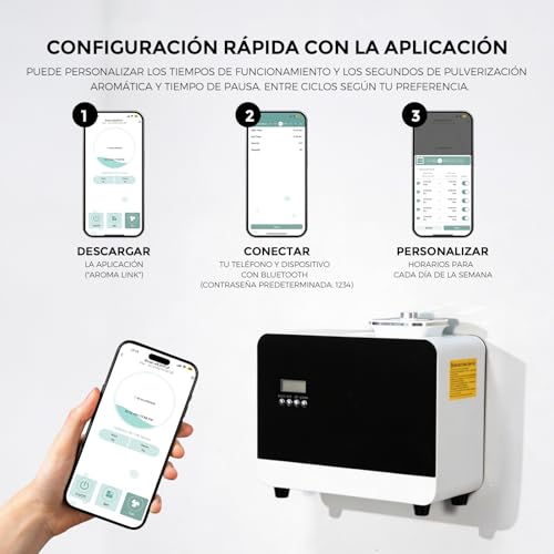 NAMSTE Difusor de Aceites Esenciales Profesional 800ml, Colgable 9000 ft² Difusor de Aromas Comercial sin Agua 5 Modos de Funcionamiento, WiFi & Bluetooth Control con HVAC Funciona para Hotel