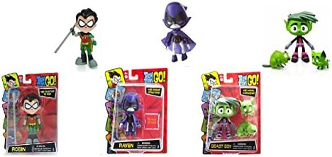 Teen Titan 5" Figure Bundle- 3 items: Robin, Raven and Beast Boy
