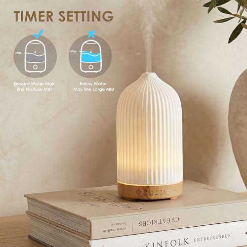 Essential Oil Diffuser Humidifier, GuKKK 200ML Silent Ultrasonic Aromatherapy Humidifier, with Timers and 7 LED Colors, for Home Office Bedroom