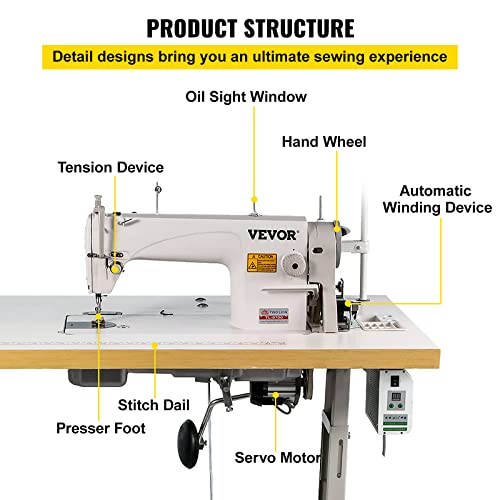 VEVOR Industrial Sewing Machine 550W, Upholstery Sewing Machine with