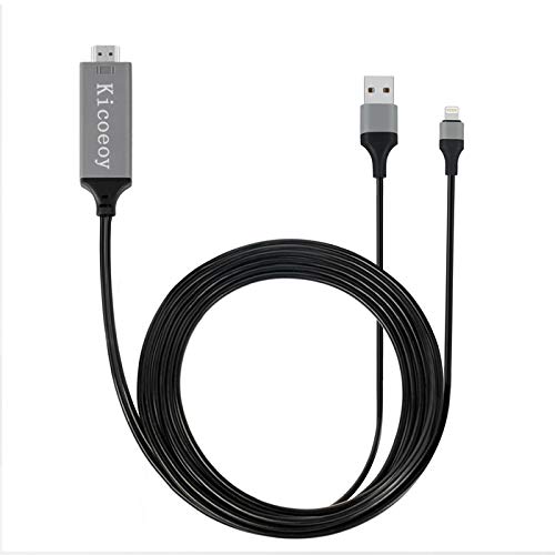 Kicoeoy HDMI Adapter Cable, 6.6ft Digital AV Adapter 1080P HDTV Cord Compatible with Phone X 8 7 6 Plus Pad Pod Phone to HDMI Cable, Plug and Play for TV Projector Monitor