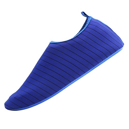 HQdeal Womenâ€™s Menâ€™s Water Shoes Quick Drying Outdoor Sports Athletic Sneakers Aqua Shoes Slip On Lightweight Yoga Socks for Swimming Diving Surfing Snorkeling Boating Beach Walking Striped Blue