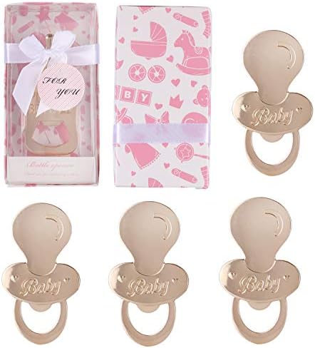 GoldskyUS Pack of 15 Pacifier Shape Baby Shower Favors Bottle Opener Baby Shower Souvenirs for Guests Birthday Party Favors for Girl With Gift Box (15, Pink Pacifier Style)