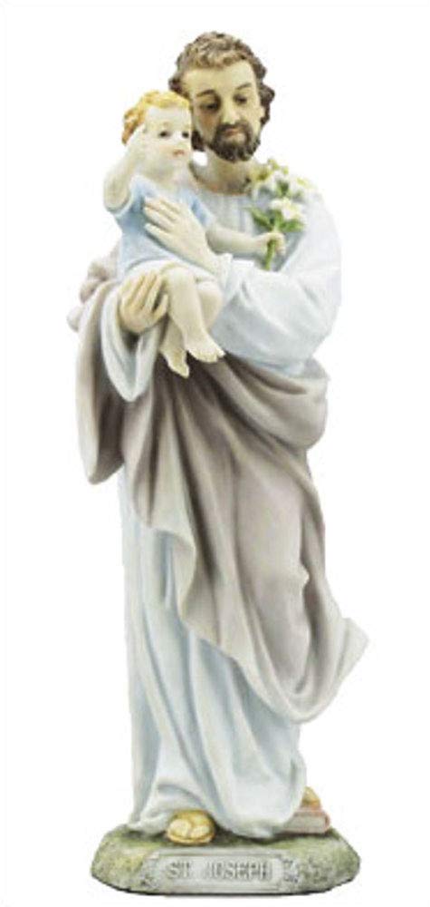 CBC Saint Joseph & Baby Jesus 8¼" Veronese Resin Hand Painted Statue