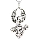 Jewelry Trends Eagle Wing Rising Phoenix Sterling Silver Pendant Necklace