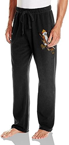LOVEGIFTTO Pants Mens Comic Strip Calvin And Hobbes Slim Fit Elastic Sweatpant With Drawstring