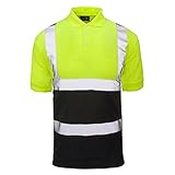 Forever 2 Tone Hi Viz Collar Safety Work High Visibility Work Wear Polo T-Shirt