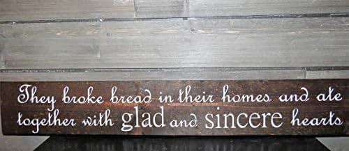 Amazon.com: Hand painted Sign on re-purposed wood - They broke bread in