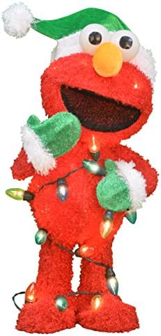 ProductWorks 24-Inch Pre-Lit 3D Sesame Street Elmo with String of Lights Christmas Yard Decoration, 35 Lights