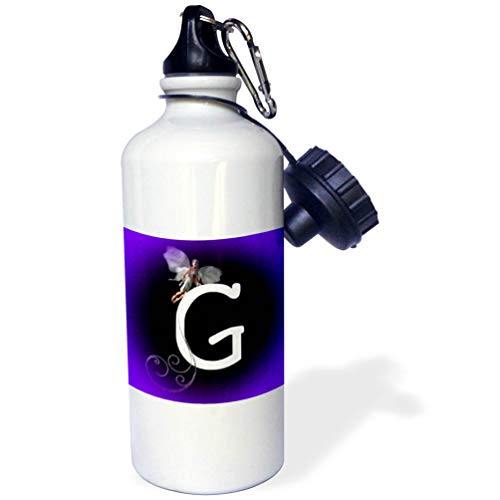 3dRose "Letter G" Sports Water Bottle, 21 oz, White