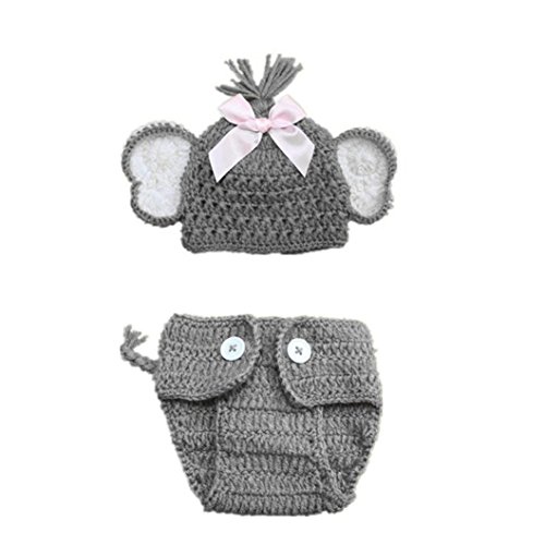 Staron Baby Knit Hats Photo Props Infant Boy Elephent Ears Beanie Cap Photography Props (Gray)