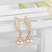 Angelady White Pearl Earring and Necklace Sets 18k Gold Plated Wedding Engagement Bridal Jewelry Sets (Earrings)