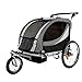 Clevr Deluxe 3-in-1 Double 2 Seat Bicycle Bike Trailer Jogger Stroller for Kids Children | Foldable Collapsible w/Pivot Front Wheel
