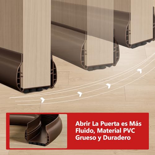 ISTENTINFY Guardapolvo y Protector para Puerta, 2 Piezas Cubre Polvo y Tira de Sellado para Puerta Exteriores e Interiores, Reduce el Ruido, Bloquea el Polvo y el Aire Frío, Marrón