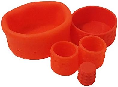 5 Piece Glass Grips Silicone Water Pipe Cleaning Caps Set (Red)