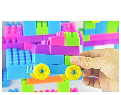O-Toys 96 Pieces Building Blocks for Toddler DIY Interlocking Toy Blocks Colorful Plastic Puzzle Construction Playset Creative Educational Stacking Blocks Toys Set for Kids - Thumbnail 2