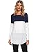 Sherosa Women's Color Block Blouses Crew Neck High and Low Hem Casual Tee Shirts Tunic Tops(Navy Blue,XL) …