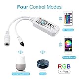 Zombber WiFi LED Smart Controller for RGB Strip Lights,Comes with 24 Keys Remote Control, Compatible with Alexa and Google Home Assistant and Siri Shortcut,Working with Android, IOS System