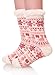 EBMORE Women's Home Super Soft Warm Winter Weight Snowflake Fleece Crew Socks One Pair(Pink) One size fits most (Women's Shoe Sizes 6-10)