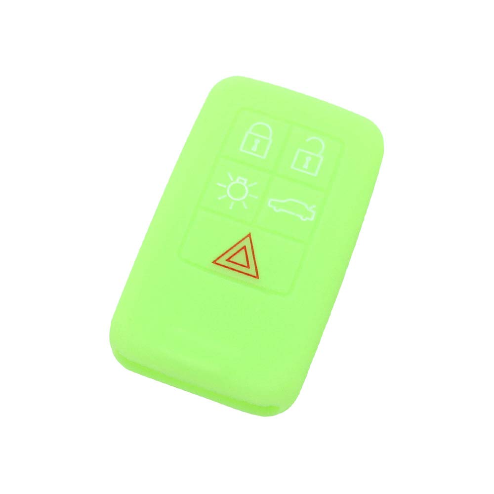 BROVACS Silicone Cover Protector Case Holder Skin Jacket Compatible with VOLVO 5 Button Smart Remote Key Fob CV9780 Neon Green