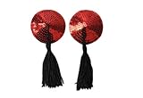 Womens Sexy Silicone Bling Sequin Round Shaped Tassels Nipple Covers Pasties