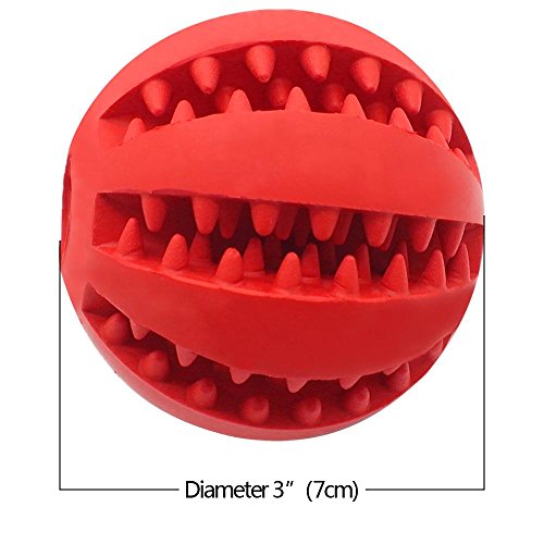 Pet Toy Ball for Dogs, Bite Resistant Soft Rubber Bouncy Ball Treat Ball Dog Toys, Tooth Cleaning Dog Chew Toy (Red) - Thumbnail 5