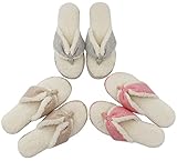 Women's Comfort French Terry Plush Lining Memory Foam Spa Thong Flip Flops House Indoor Slippers
