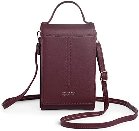 Crossbody Purse Wallet for Women PU Leather Cellphone Bag with Flap + Nail Clipper
