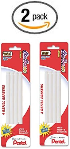 Twin Pack Pentel Refill Eraser for Clic Eraser, Pack of 4 (ZERBP4-K6)