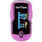 Zacurate 500E Premium Fingertip Pulse Oximeter Oximetry Blood Oxygen Saturation Monitor with Silicon Cover, Batteries and Lanyard