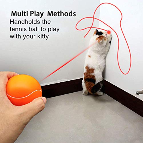 Nice Dream Automatic Cat Toy with LED Light, Cats Interactive Chase Toy for Cats Rotating Catch Training, Adjustable 3 Speeds (Orange Ball) - Thumbnail 2