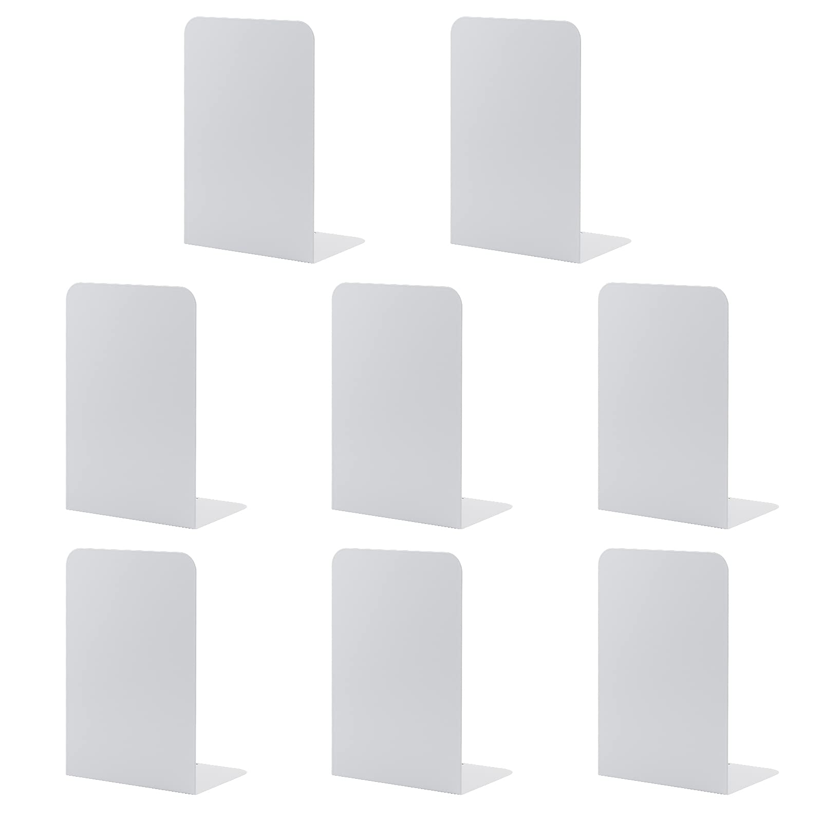 4 Pairs Book Ends for Shelves, MSDADA Heavy Duty Bookends for Office, School&Home, Metal Bookends for Heavy Books, Anti Slip Book Shelf Holder Bookend Supports Book Stoppers(White)