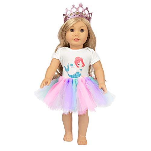 Fiaya Easter Cute Tutu Skirt+Headdress+ Short Sleeve T-Shirt Girl Toy for 18 inch Doll Accessory Gril's Dolls (Multicolor)